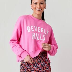 GB Fashion London Pink Beverly Hills Crop Sweatshirt Sz S